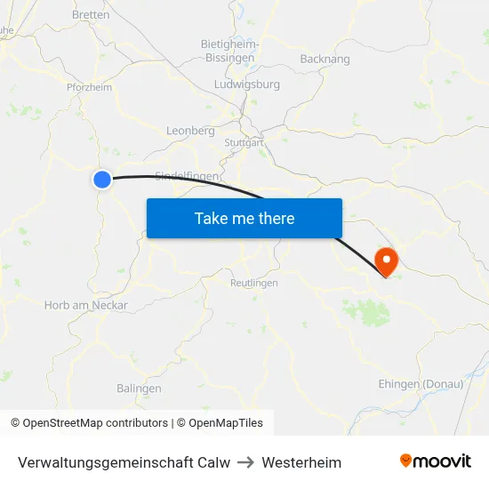 Verwaltungsgemeinschaft Calw to Westerheim map