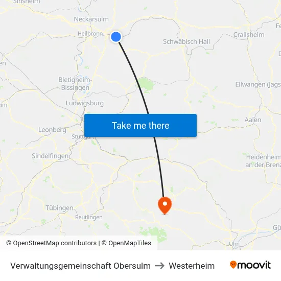 Verwaltungsgemeinschaft Obersulm to Westerheim map