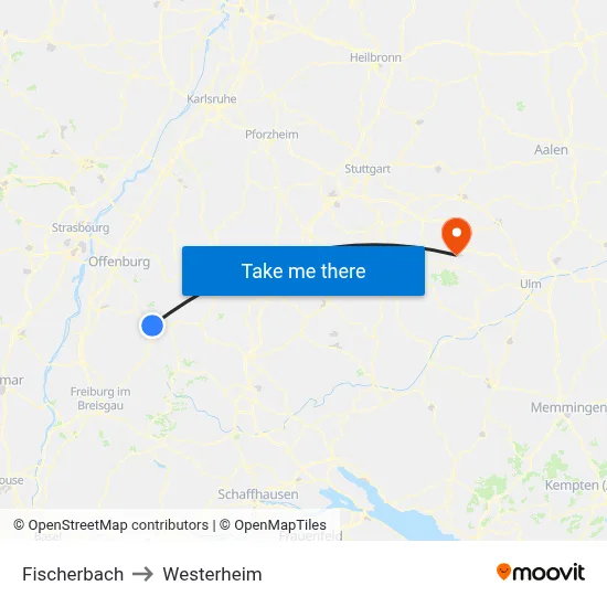 Fischerbach to Westerheim map