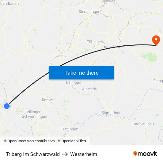 Triberg Im Schwarzwald to Westerheim map
