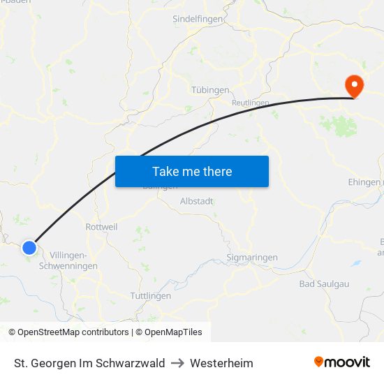 St. Georgen Im Schwarzwald to Westerheim map