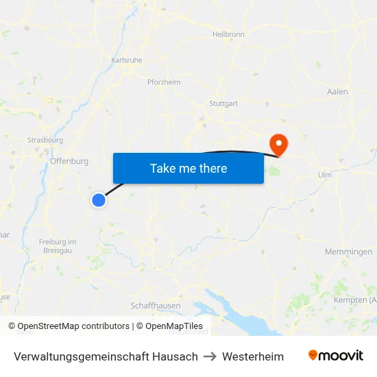 Verwaltungsgemeinschaft Hausach to Westerheim map
