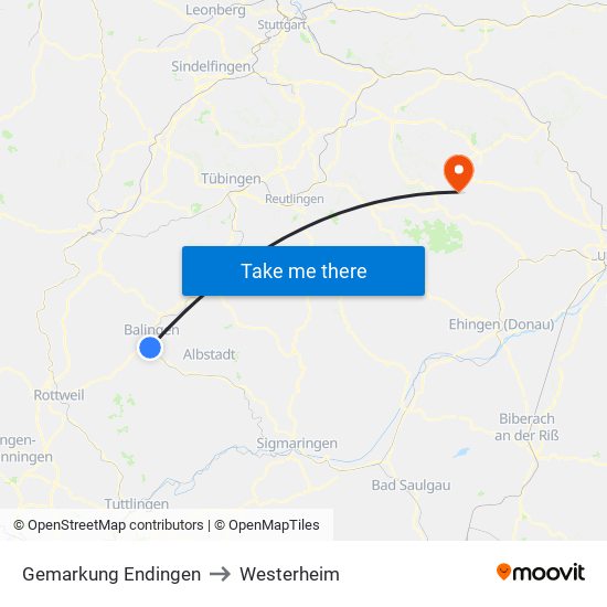 Gemarkung Endingen to Westerheim map