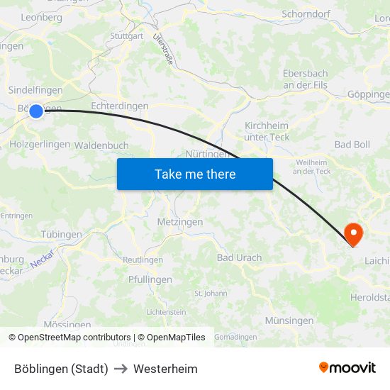 Böblingen (Stadt) to Westerheim map