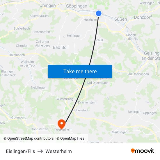 Eislingen/Fils to Westerheim map