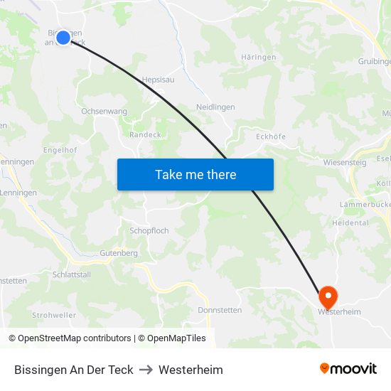 Bissingen An Der Teck to Westerheim map