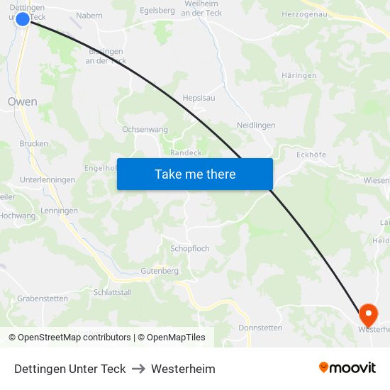 Dettingen Unter Teck to Westerheim map