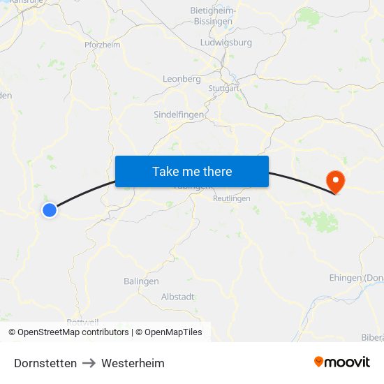 Dornstetten to Westerheim map