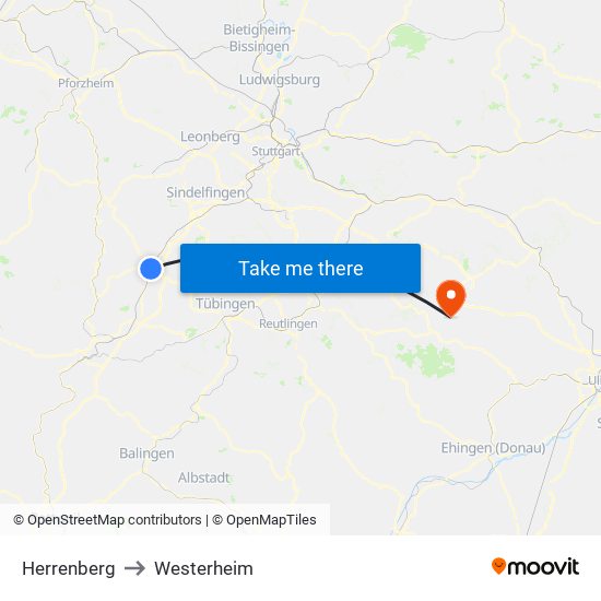 Herrenberg to Westerheim map