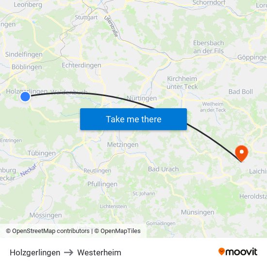 Holzgerlingen to Westerheim map