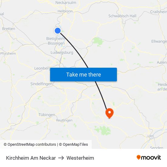 Kirchheim Am Neckar to Westerheim map