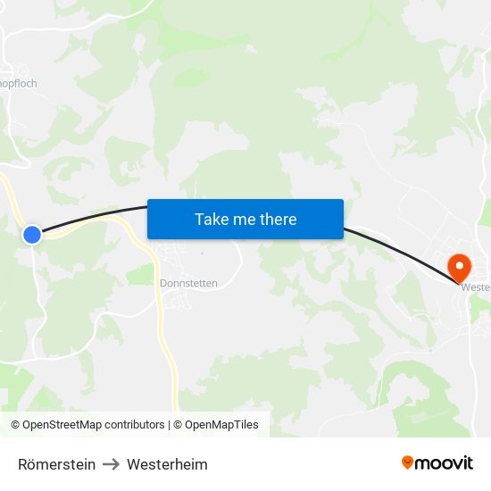 Römerstein to Westerheim map