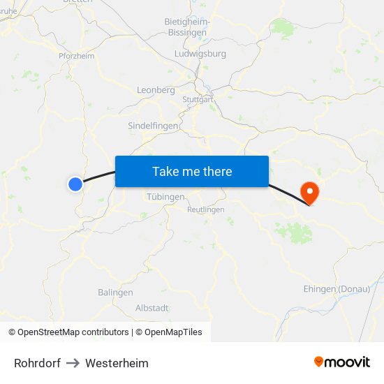 Rohrdorf to Westerheim map