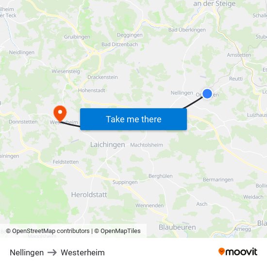 Nellingen to Westerheim map