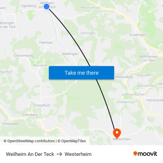 Weilheim An Der Teck to Westerheim map