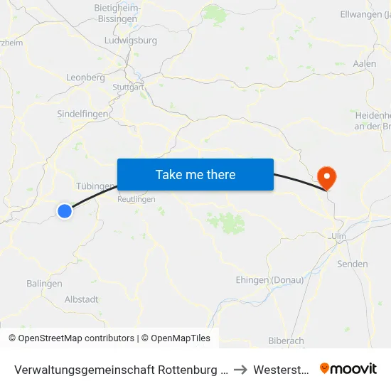 Verwaltungsgemeinschaft Rottenburg am Neckar to Westerstetten map