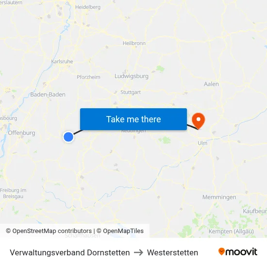 Verwaltungsverband Dornstetten to Westerstetten map