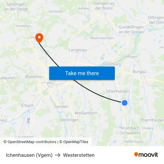 Ichenhausen (Vgem) to Westerstetten map