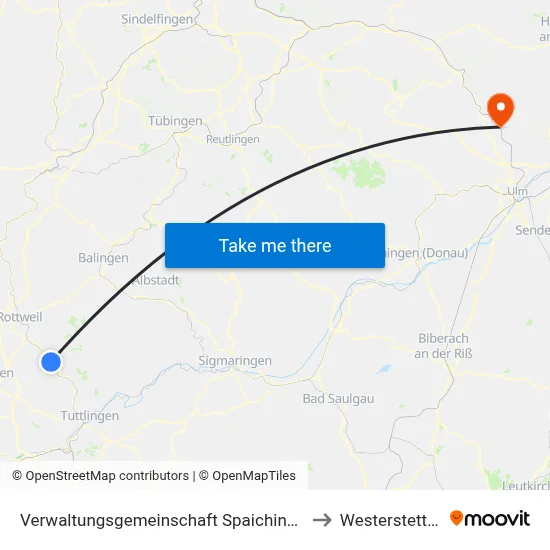 Verwaltungsgemeinschaft Spaichingen to Westerstetten map