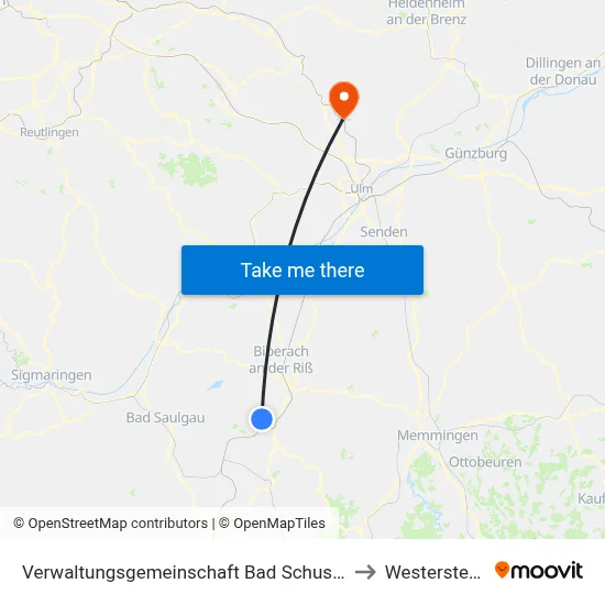 Verwaltungsgemeinschaft Bad Schussenried to Westerstetten map