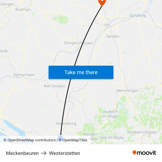 Meckenbeuren to Westerstetten map