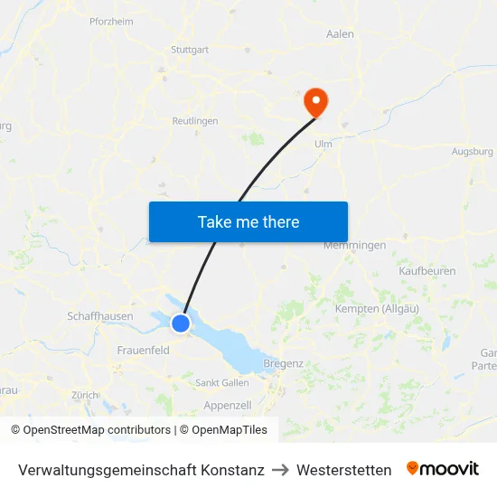 Verwaltungsgemeinschaft Konstanz to Westerstetten map