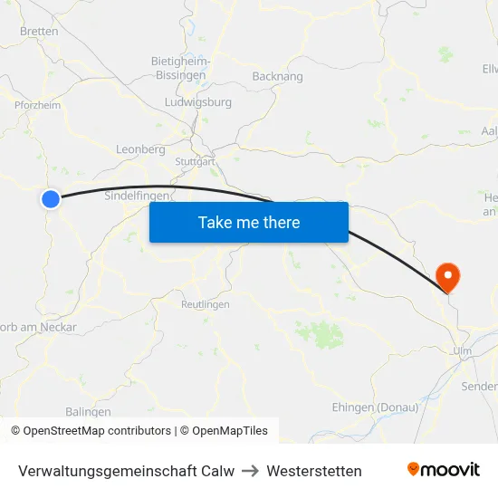 Verwaltungsgemeinschaft Calw to Westerstetten map