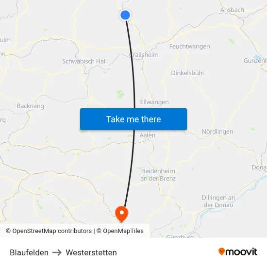 Blaufelden to Westerstetten map