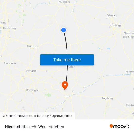 Niederstetten to Westerstetten map