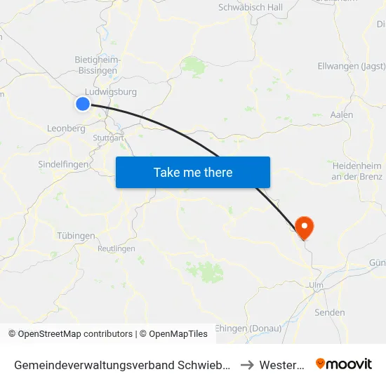 Gemeindeverwaltungsverband Schwieberdingen-Hemmingen to Westerstetten map