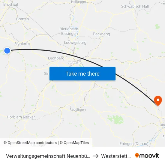 Verwaltungsgemeinschaft Neuenbürg to Westerstetten map