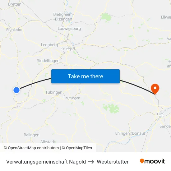 Verwaltungsgemeinschaft Nagold to Westerstetten map