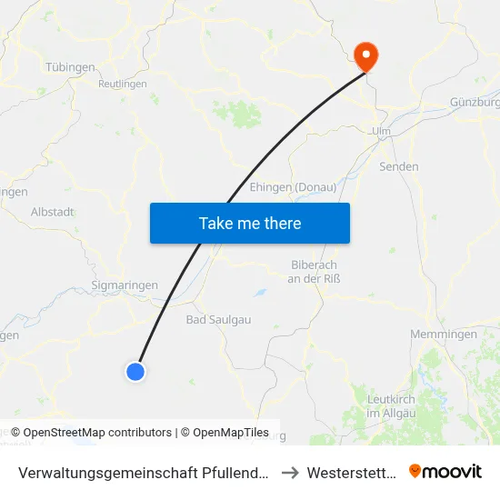 Verwaltungsgemeinschaft Pfullendorf to Westerstetten map