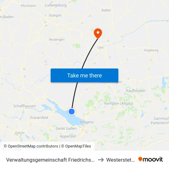 Verwaltungsgemeinschaft Friedrichshafen to Westerstetten map