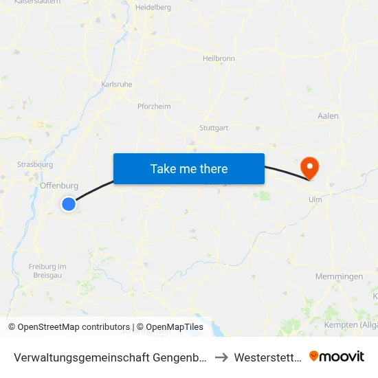 Verwaltungsgemeinschaft Gengenbach to Westerstetten map