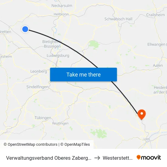 Verwaltungsverband Oberes Zabergäu to Westerstetten map