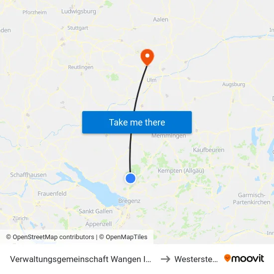 Verwaltungsgemeinschaft Wangen Im Allgäu to Westerstetten map