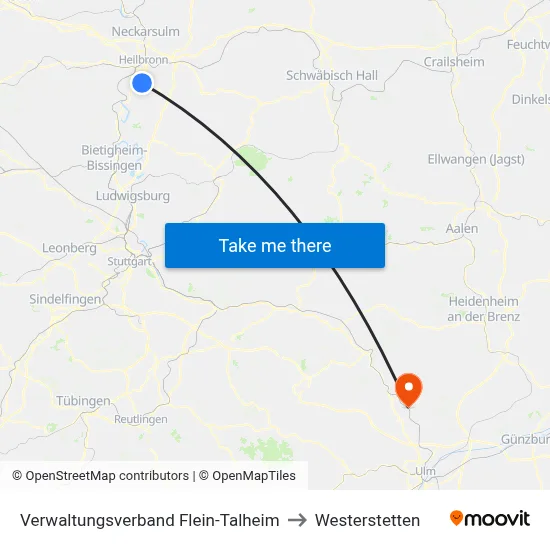 Verwaltungsverband Flein-Talheim to Westerstetten map