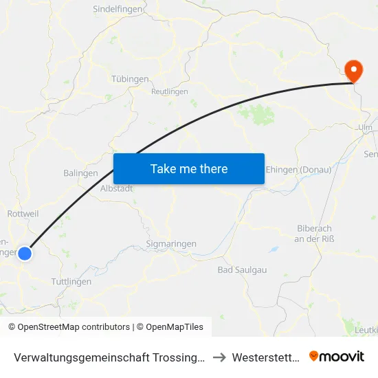 Verwaltungsgemeinschaft Trossingen to Westerstetten map