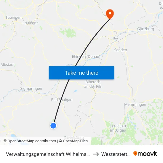 Verwaltungsgemeinschaft Wilhelmsdorf to Westerstetten map