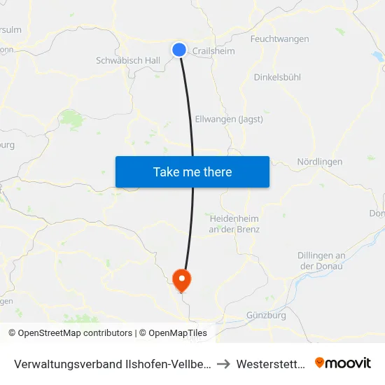 Verwaltungsverband Ilshofen-Vellberg to Westerstetten map