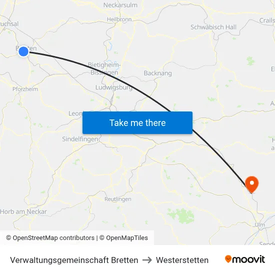 Verwaltungsgemeinschaft Bretten to Westerstetten map