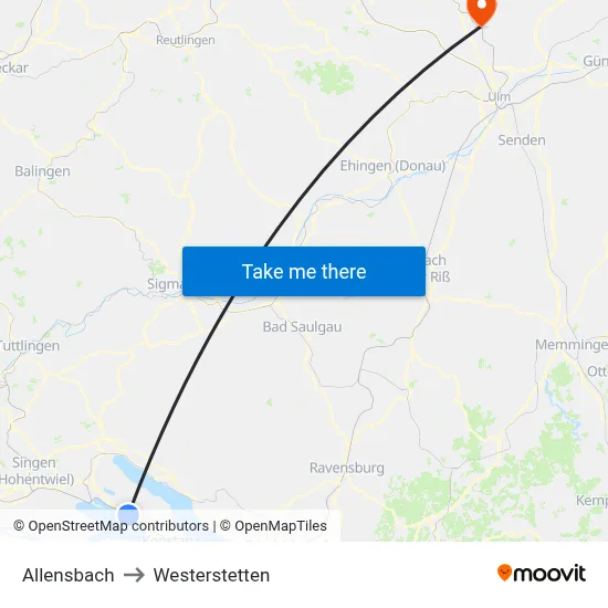 Allensbach to Westerstetten map