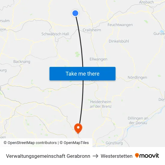 Verwaltungsgemeinschaft Gerabronn to Westerstetten map