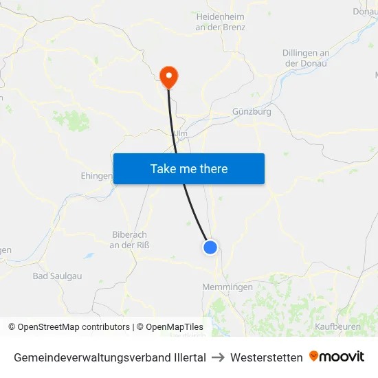 Gemeindeverwaltungsverband Illertal to Westerstetten map