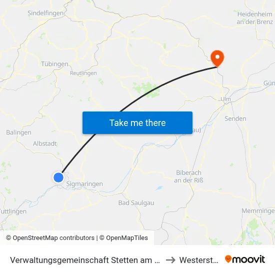 Verwaltungsgemeinschaft Stetten am Kalten Markt to Westerstetten map