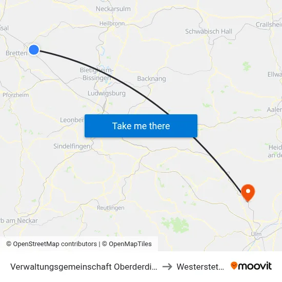 Verwaltungsgemeinschaft Oberderdingen to Westerstetten map