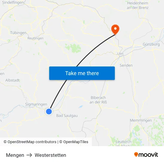 Mengen to Westerstetten map