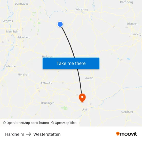 Hardheim to Westerstetten map
