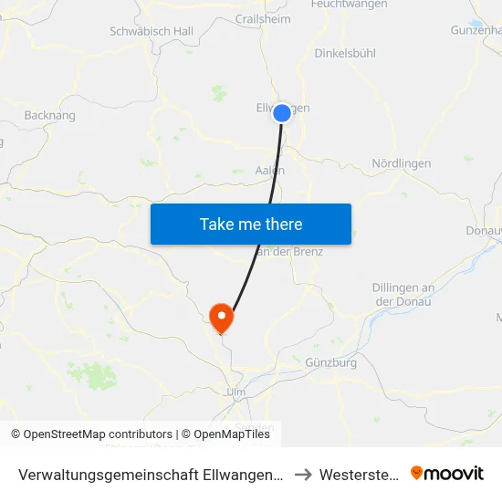 Verwaltungsgemeinschaft Ellwangen (Jagst) to Westerstetten map